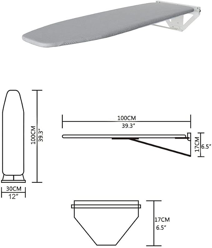 Wall-Mounted Ironing Board, Foldable Ironing Station, Sturdy Folding Board Compact Ironing Board Space Save for Home, Apartment, Small Space