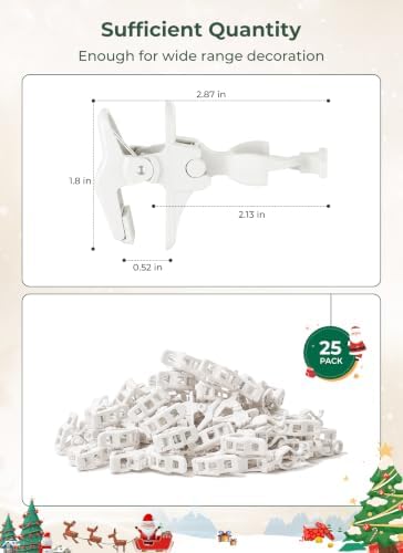 Christmas Light Clips, 25 Count Universal Spring Clips for C7 C9 Lights