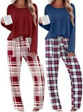 Ekouaer 2 Pack Womens Pajama Sets Long Sleeve Long Pants Pjs Loungewear