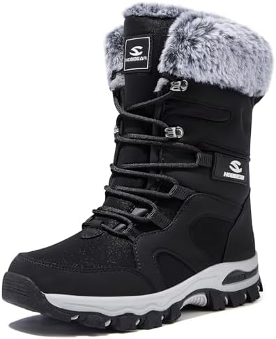 HOBIBEAR Women's Mid-Calf Faux Fur Snow Boots, Water-Resistant Winter Boots