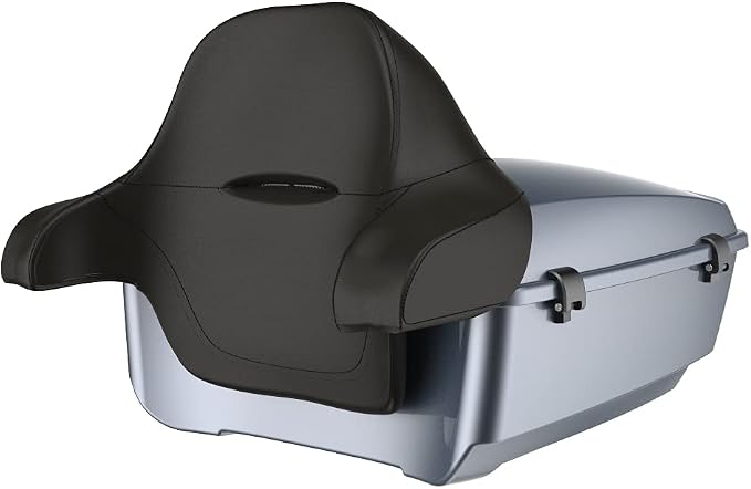 Advanblack Road Glide Tour Trunk Pack Gauntlet Grey Metallic King Tour Trunk Pack Luggage +Wrap-Around Backrest Pad for '97-'25 Harley Touring Road King Street Glide Electra Glide CVO models