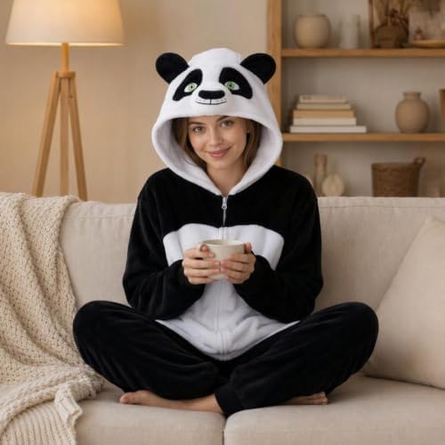 Snug Fit Unisex Adult Onesie Pajamas, Flannel Cosplay Animal One Piece Halloween Costume Sleepwear Homewear