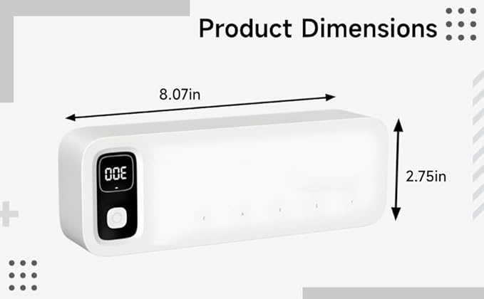 Wall Mount Toothbrush Sterilizer With 5 Slots, Sunshine-C Sanitizer W 2000Mah Battery, 200S Cycle, Digital Display For Bathroom