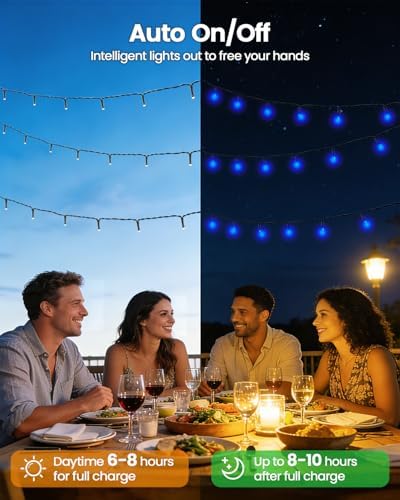 OZS 2 Pack 240 LED Solar String Lights Outdoor Waterproof, Blue
