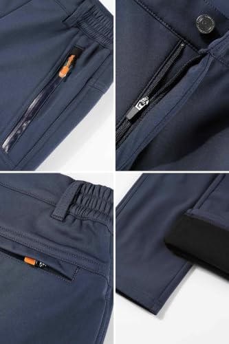 Men's Ski Snow Pants Warm Fleece Lined Softshell Outdoor Bottoms