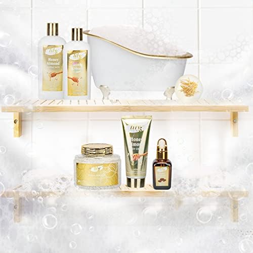 Honey Almond Spa Gifts for Mom - 7Pcs Moisturizing Spa Set for Women & Men