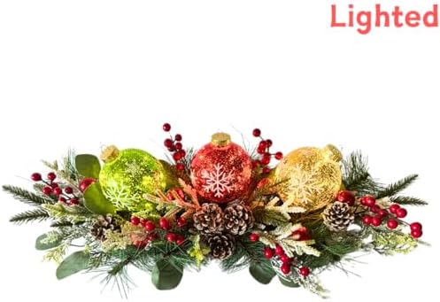 Svndlyn Lighted Christmas Centerpiece with 3 Snowflake Ball Ornaments