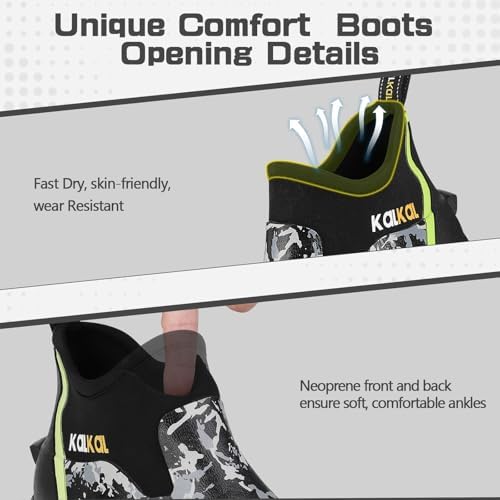 Kalkal Men's Rubber Boots, Waterproof Ankle Rain Boots, Insulated Working Booties with Comfortable Sports Sole, Outdoor Mud Boots for Yard Chore