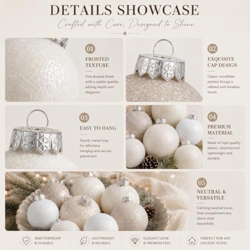 Yunlly 18 Pcs Neutral Sugar Christmas Ornaments Glitter Xmas Tree Decor