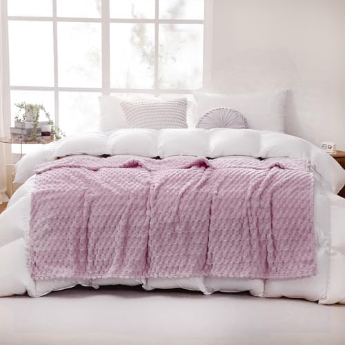 Puncuntex Light Purple Throw Blanket 50"×60" Fuzzy 3D Jacquard Decorative