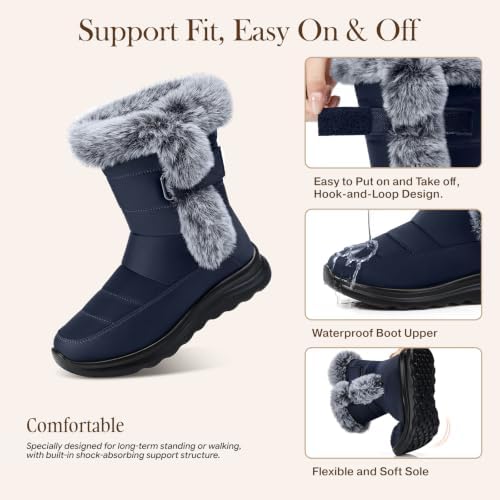 SHIBEVER Warm Winter Boots for Women: Snow Comfortable Casual Walking Boot