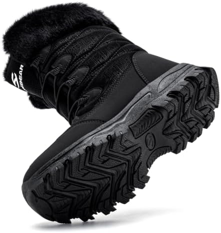 HOBIBEAR Kids Winter Snow Boots Waterproof Outdoor Warm Faux Fur Lined Shoes