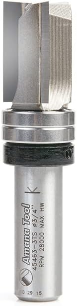 Amana Tool 45463-3TS Carbide Tipped Flush Trim Plunge Template Router Bit 3/4 Dia x 1 Inch x 1/2 Shank with Upper Ball Bearing 3 Flute