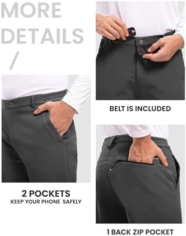 TBMPOY Men's Snow Ski Hiking Pants Waterproof Winter Fleece Lined Pants Camping Skiing Ice Fishing Pants with Belt