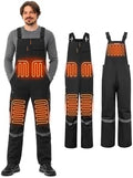 Heated Insulated Bib Overalls for Men with 16000mAh Power Bank