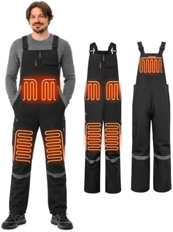 Heated Insulated Bib Overalls for Men with 16000mAh Power Bank
