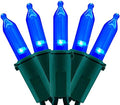 YULETIME 200 Blue LED Christmas Lights, 66 ft Green Wire UL String Light