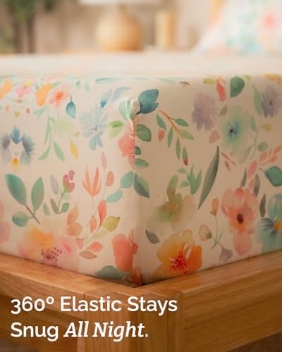 Twin 3 Piece Floral Sheet Set - Soft, Breathable & Cooling - Blush Blossom