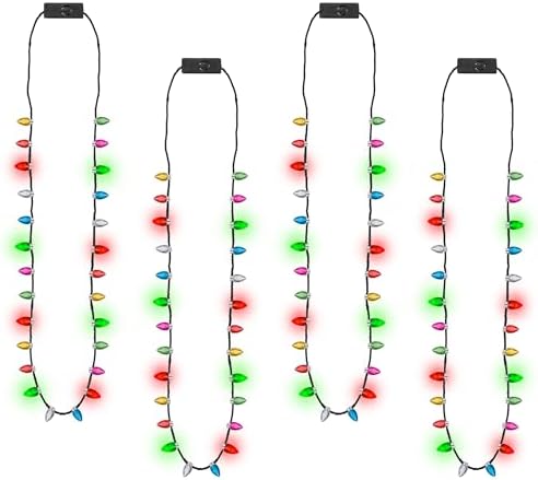 8PCS Christmas Necklace Accessories, Light up Necklace Xmas Party Favors
