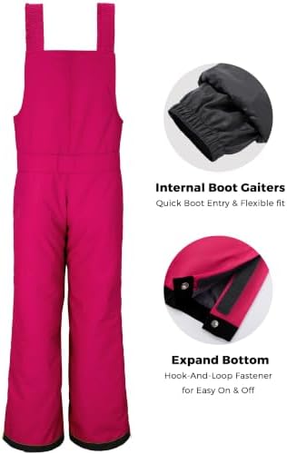 wantdo Girls Ski Pants Winter Snow Bibs Kids Insulated Snowboarding Overall