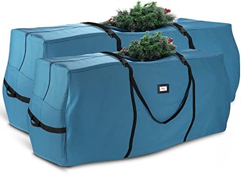 Hearth & Harbor Christmas Tree Storage Bag - Artificial Christmas Tree Bag with Reinforced Handles, Dual Zipper, Wide Opening - Storage Container for Trees and Decorations, 7.5 + 9 FT - 600D Oxford