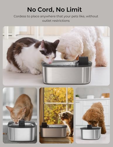 Chumajor 7.5l Wireless Dog Water Fountain Stainless Steel with 6pcs Filters
