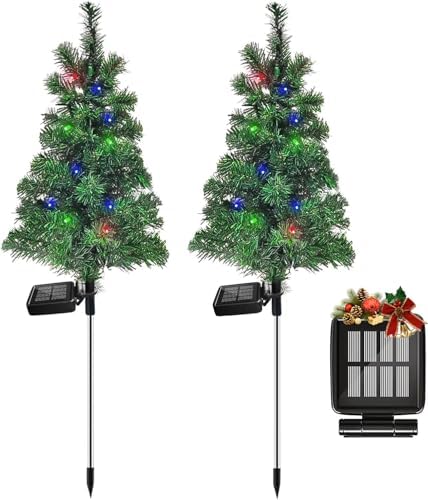 6PCS Solar Christmas Tree Garden Stake Lights Waterproof Christmas Decorations Tree Lights Outdoor Xmas Tree Light Christmas décor Pathway Lights Patio Yard（6PCS）