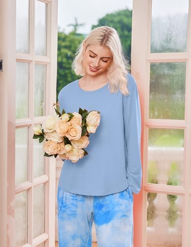 Ekouaer 2 Pack Womens Pajama Sets Long Sleeve Long Pants Pjs Loungewear