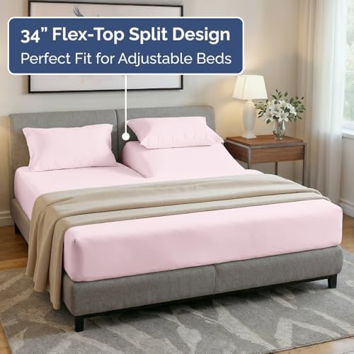 Flex Top Split Head King 4 Piece Sheet Set - Soft & Cooling - Lavender Pink
