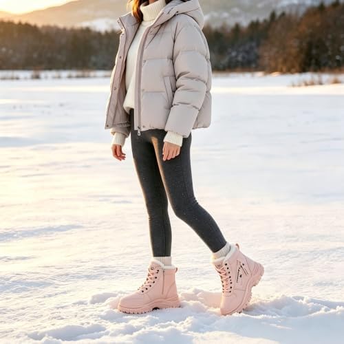 Womens Snow Boots Warm Winter Shoes Lace Up Ankle Booties