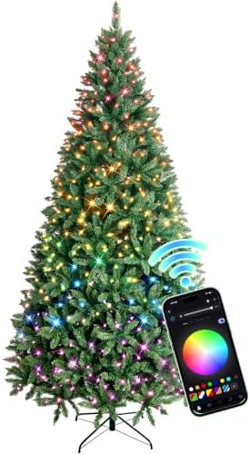 HOLLO STAR 7.5ft Prelit Christmas Tree, Multi-Color RGBW Lights