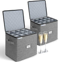 punemi Champagne Flute Storage Container, 2-Pack Hard Shell Wine Glass Box