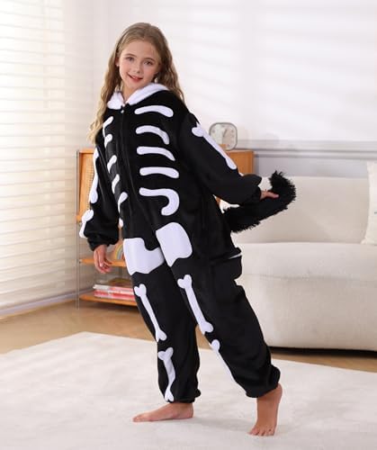 Animal Onesie Pajamas for Kids, Soft Flannel Halloween Cosplay Costume for Boys Girls