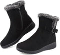 Womens Snow Boots Leather Winter Warm Boots Platform Ankle Booties