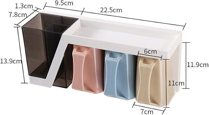 Toothbrush Rack Toothbrush Holder Wall-Mounted Bathroom Toothbrush Holder with Sink and Cups for Toothbrush and Toothpaste Storage Bathroom Toothbrush Holder