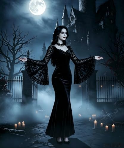 Halloween Gothic Mermaid Dress for Women Witch Vampire Costume