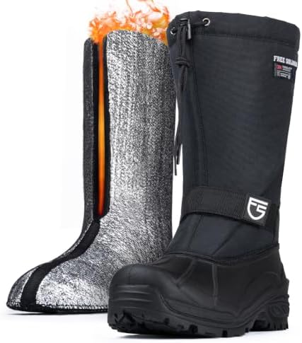 FREE SOLDIER Men's Warm Snow Boots Waterproof Tall Insulated Winter Boots Removable Liner with 3M Thinsulate