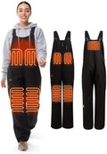 Heated Insulated Bib Overalls for Women with 16000mAh Power Bank, Outdoor Snow bibs Warm Skiing Snowboard Pants