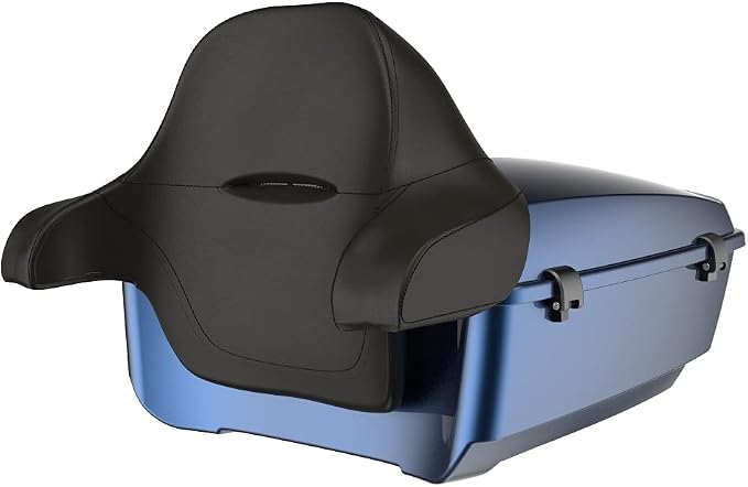 Advanblack Road Glide Tour Trunk Pack Big Blue Pearl King Tour Trunk Pack Luggage +Wrap-Around Backrest Pad for '97-'25 Harley Touring Road King Street Glide Electra Glide CVO models