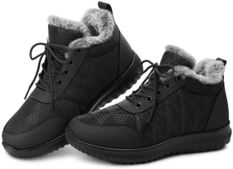 SHIBEVER Winter Snow for Boots Women: Warm Ankle Boots Non-Slip Traction