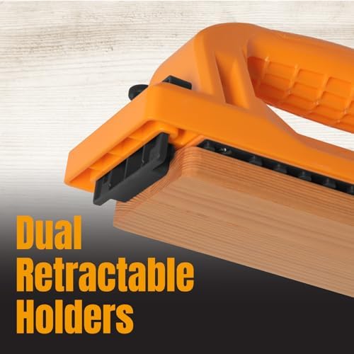 POWERTEC Grab Push Block with Retractable Holder, Anti-Slip Pad & Offset Handle for Improves Control. Ideal for Table Saws, Router Tables, Band Saws, Jointers & Fence Systems (71794)