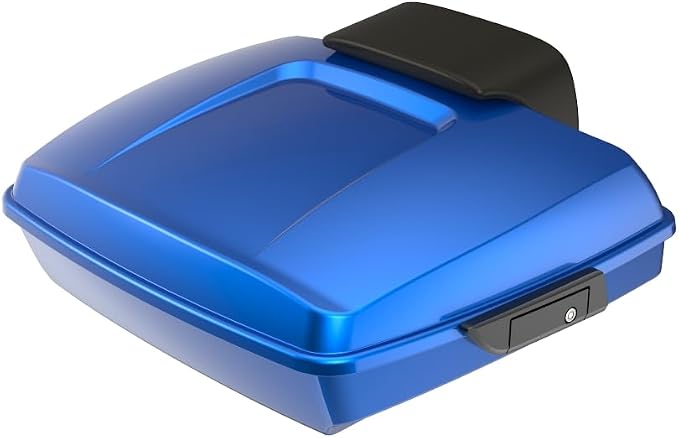 Advanblack 2024 Road Glide Razor Tour Trunk Pack Compatible with Road King FLHR Street Glide FLHX Road Electra Glide 2014-2025 Mounting Rack, Backrest & Stitching Liners (Blue Burst)