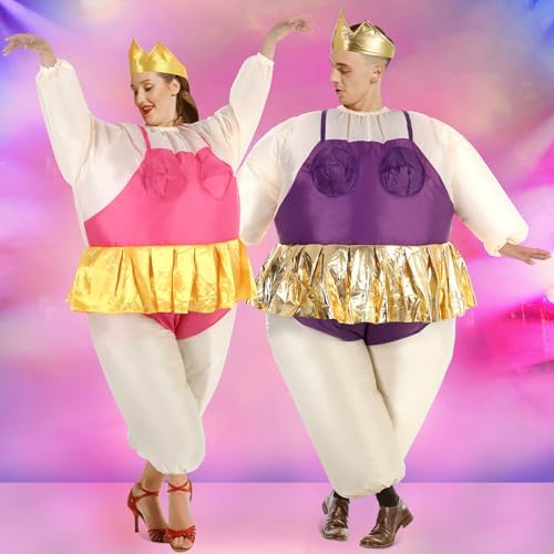 RoundFunny 2 Pcs Inflatable Ballerina Fat Suit Costume for Adults,Ballet