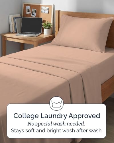 Twin XL Size 3 Piece Sheet Set - Comfy Breathable & Cooling Sheets - Mauve