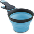 Dexas Popware for Pets Collapsible Klip Scoop, 3-in-1 Pet Food Scoop, Measuring Cup and Bag Clip, 1 Cup Capacity, Blue