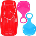 3 Pcs Snow Sleds 35 Inch Plastic Toboggan with Rope for Adults
