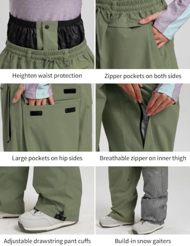 GSOU SNOW Mens Womens Baggy Snowboard Pants Loose Fit Ski Snow Pants