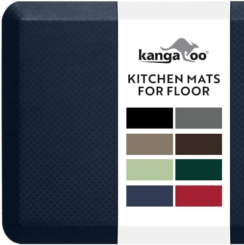 KANGAROO Anti Fatigue Mats for Kitchen Floor, 39x20, 3/4 Inch Thick Cushioned Ergonomic Mat, Reduce Foot Pressure, Waterproof Comfort Rug for Under Sinks, Office Standing Desk, Store Floors, Navy