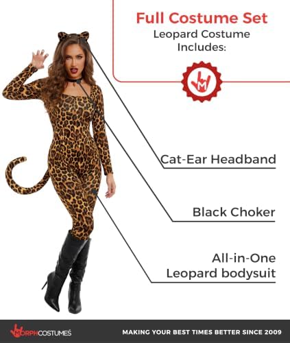 Morph Leopard Costume for Women, Cheetah Bodysuit, Halloween Costumes Women