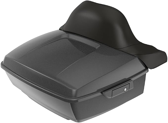 Advanblack Road Glide Tour Trunk Pack Black Quartz King Tour Trunk Pack Luggage +Wrap-Around Backrest Pad for '97-'25 Harley Touring Road King Street Glide Electra Glide CVO models